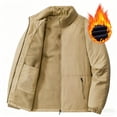 thumbnail image 7 of Agkizg Men's Winter Fleece Jackets, Casual Solid Stand Collar Zip Up Fleece Lined Jacket, Pocket Long Sleeve Non-Hood Coat, 7 of 7