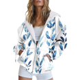 thumbnail image 2 of Dyfzdhu Zip Up Hoodie Women Trendy Floral Printed Long Sleeve Fall Jacket Hooded Sweatshirt With Pockets Plus Size, 2 of 4