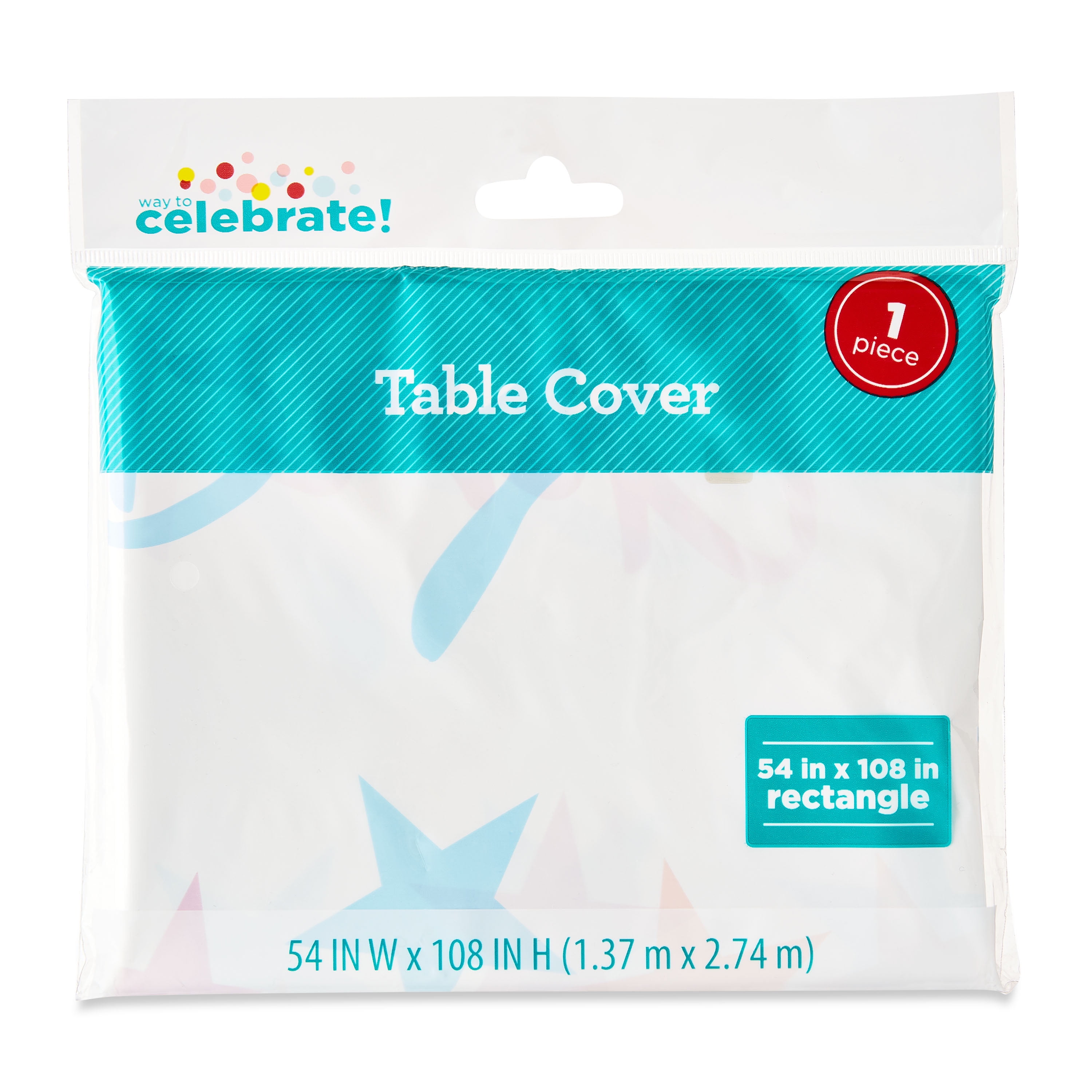 Way To Celebrate Plastic Table Cover, Rectangular 54 in x 108 in, Pink/Blue Stars