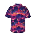 thumbnail image 4 of Xecao Retro Palms print Hawaiian shirt - a stylish short-sleeve button-down for men, perfect for casual beach and tropical outings., 4 of 9
