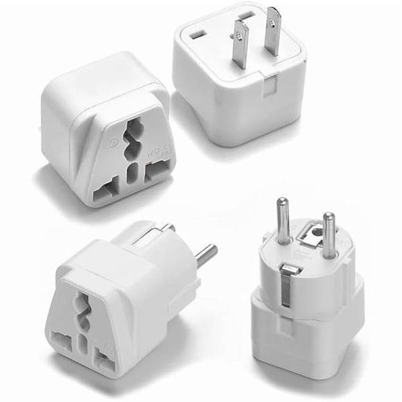 LujingZ Peru Travel Adapter Plug 2-Pack - USA to South America Power Adapter Type A & E (White) - Dual Flat/Round Pins, 13A 250V Compact Design for Peru