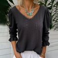 thumbnail image 5 of Endives Women's Long Sleeve T Shirt Lace Mesh Hollow V Neck Casual Womens Top Spring Trendy Black, 5 of 5