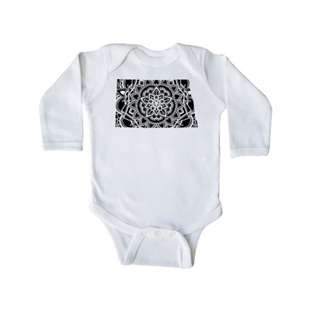 

Inktastic North Dakota Silhouette Mandala Gift Baby Boy or Baby Girl Long Sleeve Bodysuit