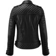 thumbnail image 2 of New Women's Blue Quilted Leather Motorcycle Biker Jacket 100% Genuine Soft Lambskin W188, 2 of 3