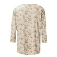 thumbnail image 4 of Womens Shirts 3/4 Sleeves Fashion Floral Printed T-Shirt Mid-length Women's Three Quarter Sleeve Blouse Round Neck Casual Tops, 4 of 5