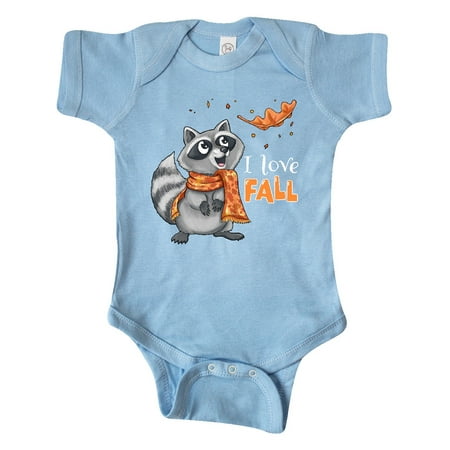 

Inktastic I Love Fall Cute Raccoon with Scarf and Leaf Gift Baby Boy or Baby Girl Bodysuit