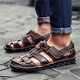 thumbnail image 4 of Sandalias de cuero para hombre de verano Pisos Playa Caminar antideslizante Zapatos casuales de fondo suave Wmkox8yii  123q550, 4 of 8