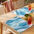 thumbnail image 4 of Blue Ombre Placemats Set of 4 Modern Moire Abstract Art Aesthetics Place Mats Indoor Wipeable Table Mats Washable Cloth Dining Table Placemats for Kitchen Holiday Party Home Decor 13x19 Inch, 4 of 9