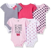 Hudson Baby Girls 0-12 Months Bow Bodysuit 5-Pack Set(Navy 0-3 Months)