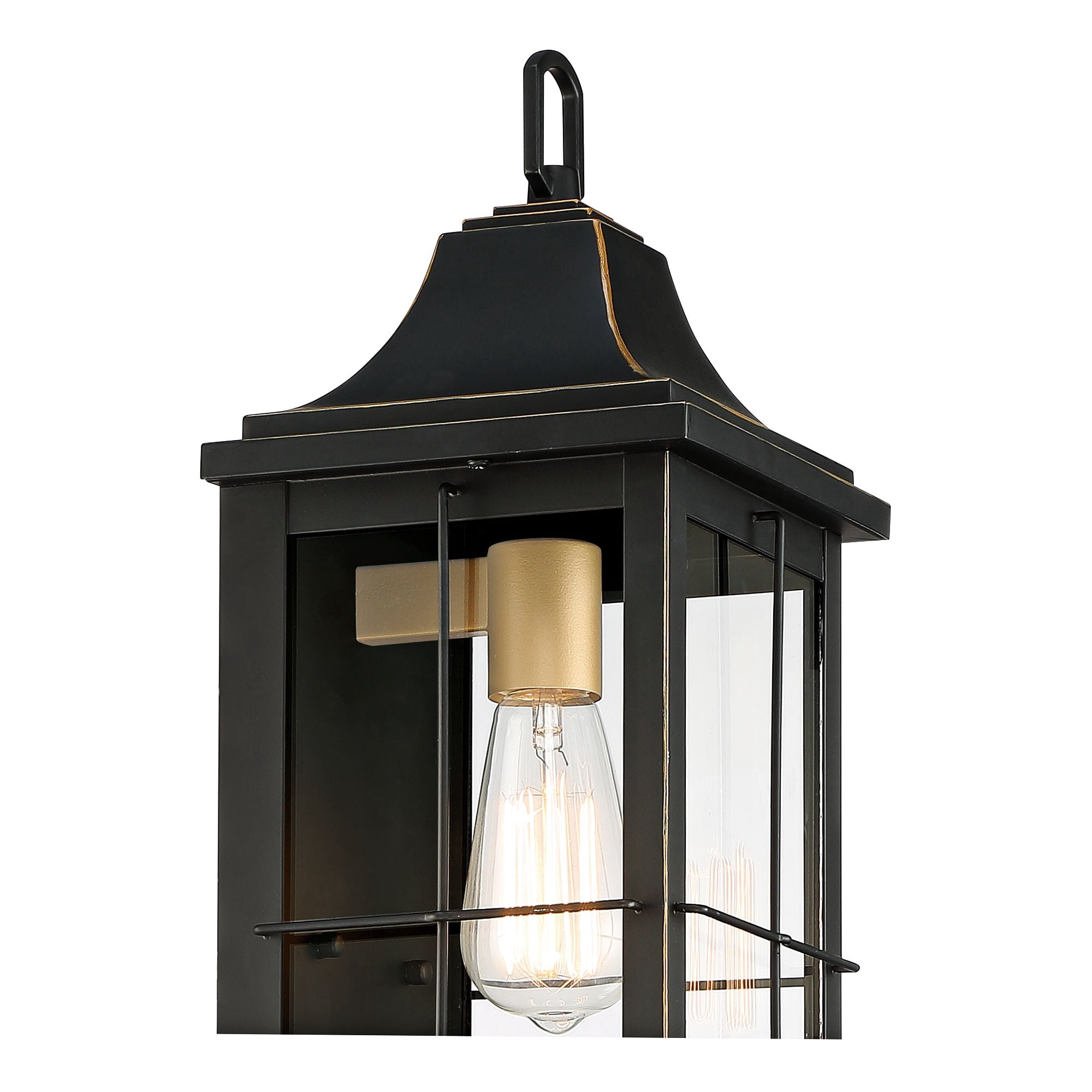 John Timberland Sunderland Vintage Outdoor Wall Light Fixture Black Warm Gold 18 1/2" Clear Glass Panels for Post Exterior Barn Deck House Porch Yard