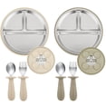 thumbnail image 1 of Set de alimentación para bebé PandaEar de acero inoxidable, 2 platos y 2 cucharas, 1 of 8