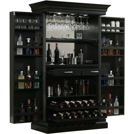 American Heritage Ashley Heights Black Stain Home Bar Wine Cabinet