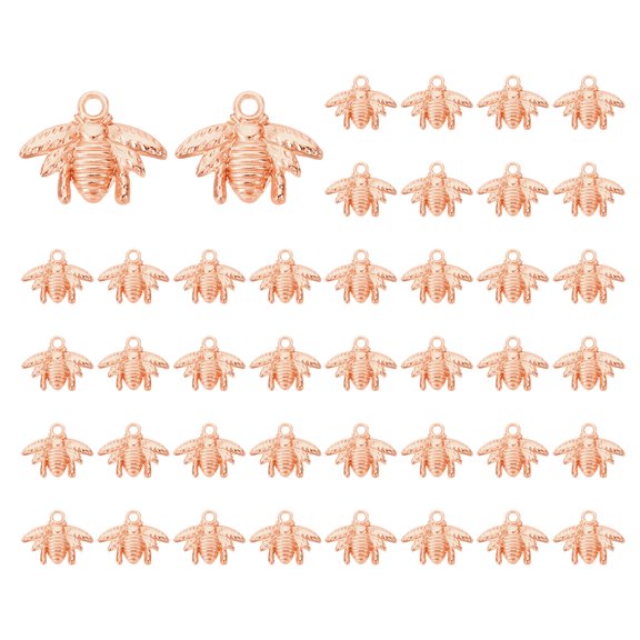 Uxcell 50 Pcs Alloy Bee Charm, Rose Gold, 0.6 x 0.8 Inch