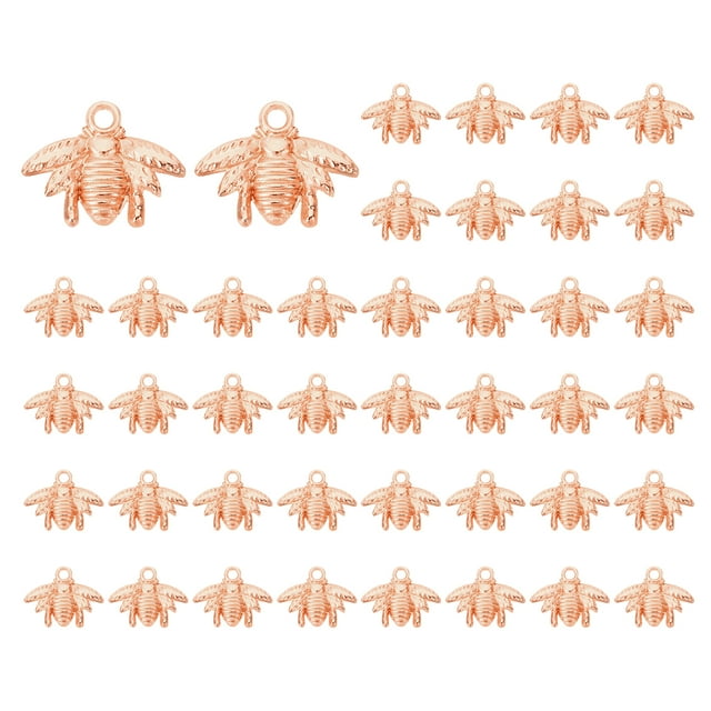 Uxcell 50 Pcs Charm de Abeja de Aleación, Oro Rosa, 0.6 x 0.8 Pulgadas