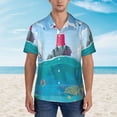 thumbnail image 4 of Bixox Men's Hawaiian Shirts Men's Lighthouse Sea Port Print Short-Sleeve Shirt-3X-Large, 4 of 8