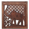thumbnail image 4 of Hand Carved Elephant Design Foldable 4 Panel Wooden Room Divider Brown - Saltoro Sherpi, 4 of 6