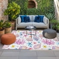 thumbnail image 2 of Beach Coastal Outdoor Rug for Patio/Deck/Porch, Non-Slip Large Area Rug 6 x 9 Ft, Ocean Summer Nautical Shell Starfish Coral Indoor Outdoor Rugs Washable Area Rugs, Camping Rug Carpet Runner, 2 of 8