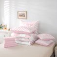 thumbnail image 6 of Manfei Pretty Monogram B 7pcs Queen Bedding,Checkerboard Bowtie Bedding Comforter Set Queen,Pink,Pink Reversible, 6 of 7