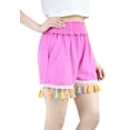 thumbnail image 5 of Artyska Women's Elastic Waist Pockets Lace & Tassel Summer Beach Short Pants, 5 of 7