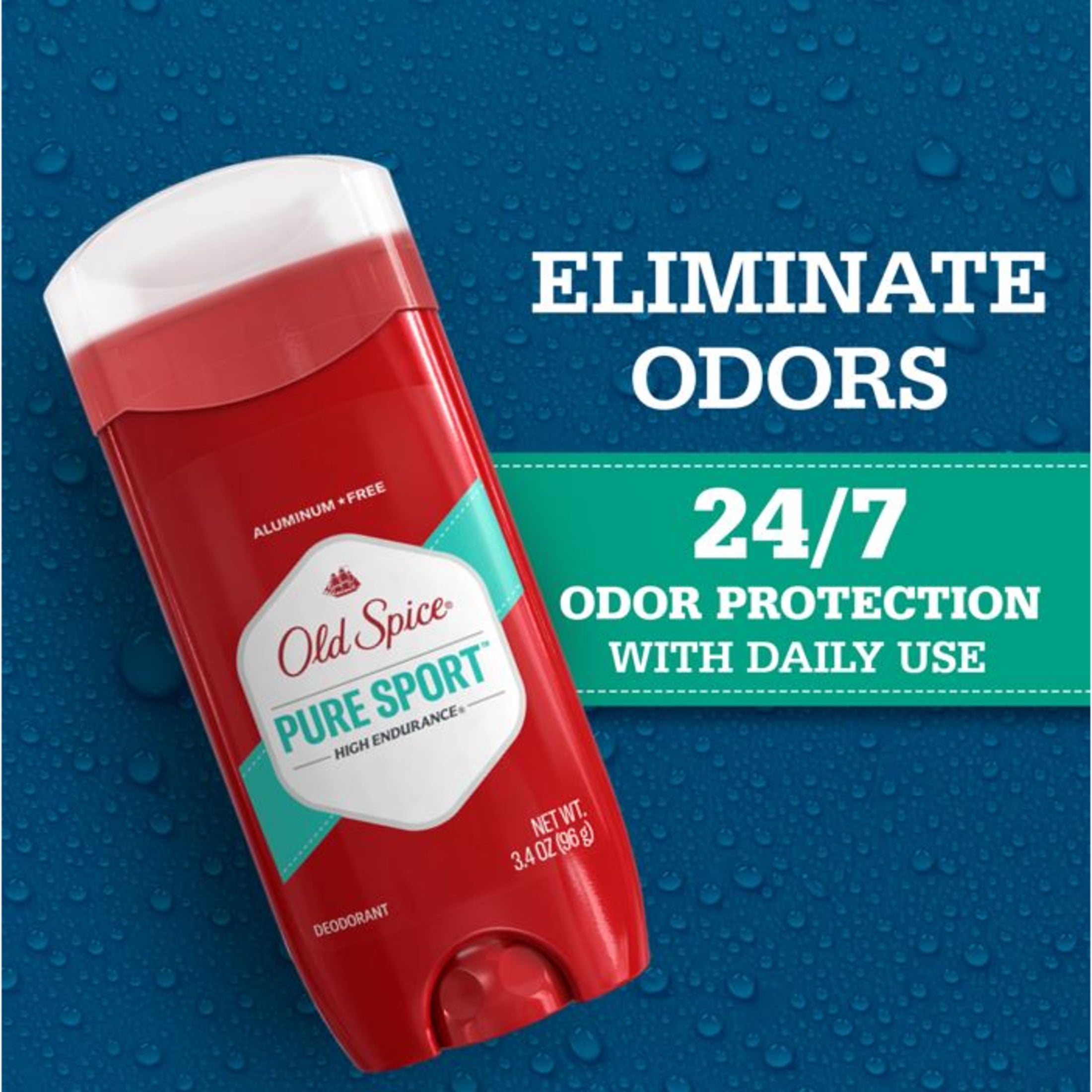 (2 pack) Old Spice Deodorant for Men, Aluminum Free, Pure Sport, 24/7 Odor Protection, 3.4 oz, 2-Pack