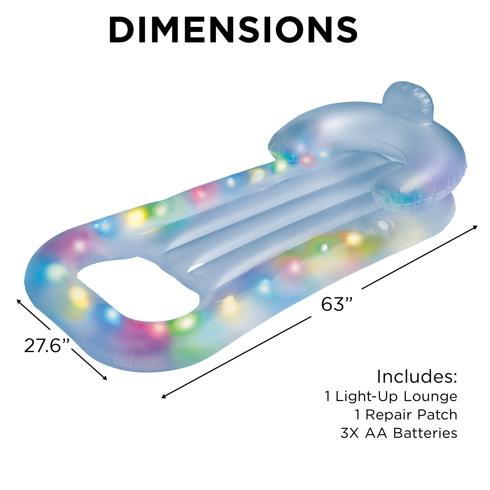 Bluescape LED Pool Lounge – Inflatable Light-Up Floating Lounger with Waterproof Color-Changing LEDs