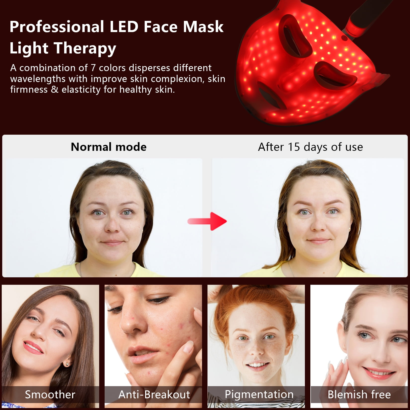 DGYAO 7-Color LED Light Therapy Face Mask | Daily Facial Skin Care