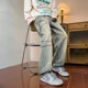 thumbnail image 5 of Pantalones vaqueros para hombre, estilo hip hop, retro, estilo grunge, Y2k, holgados, vintage, lavados, con estampado, rectos, de alta calidad, Kpop, 5 of 5