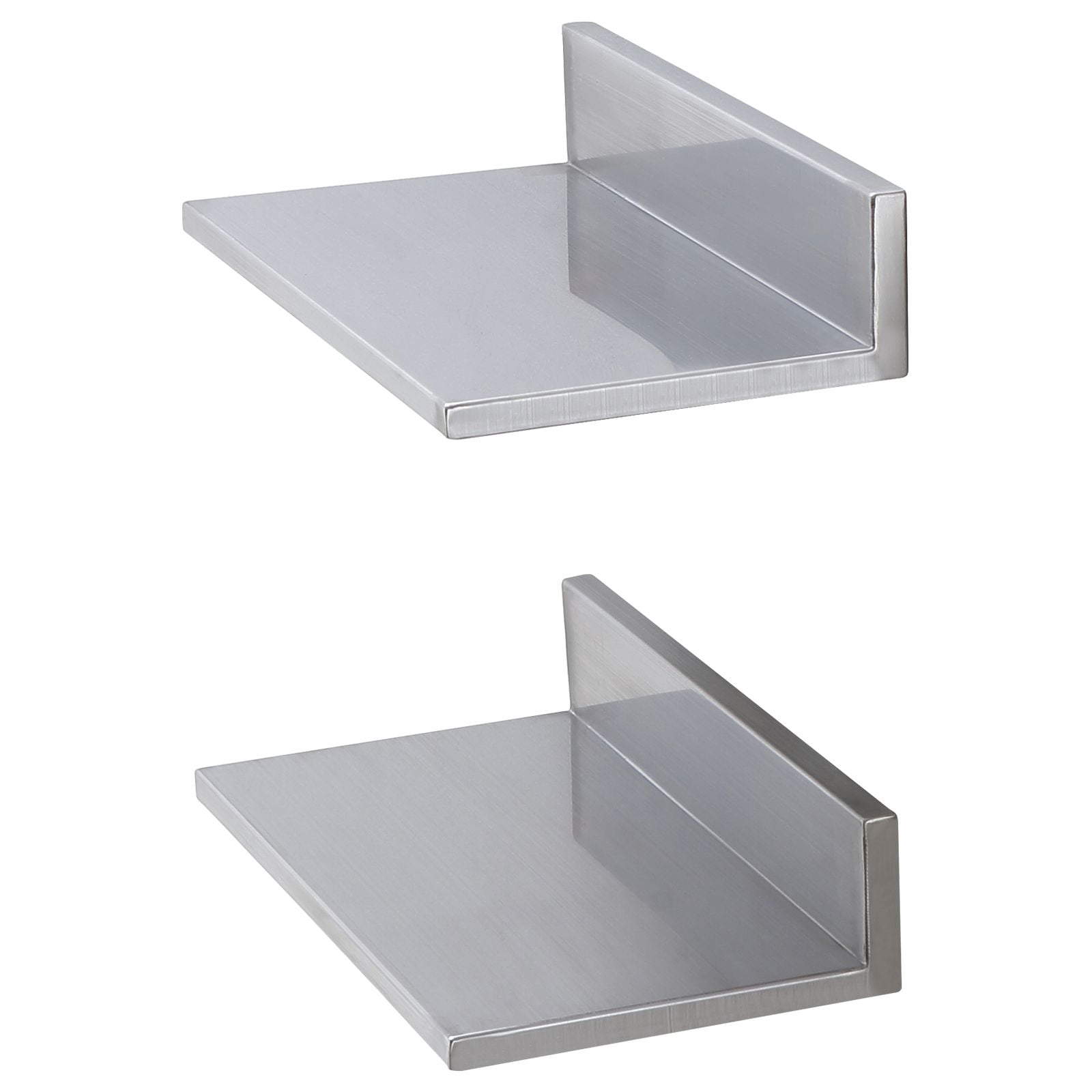 Wall-Mounted Stainless Steel Floating Shelf, 430 Stainless Steel, 44 lbs Capacity, L-Shape Design, for Kitchen Bedroom Garage