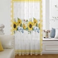 thumbnail image 6 of Sunflower Sheer Curtains 54 Inches Long, Yellow Flowers Yellow Plaid Farmhouse Light Filering Curtains, Breathable Simi Curtain Privacy Drapes for Kitchen Bathroom Lightweight Small Window Treatment, 6 of 9