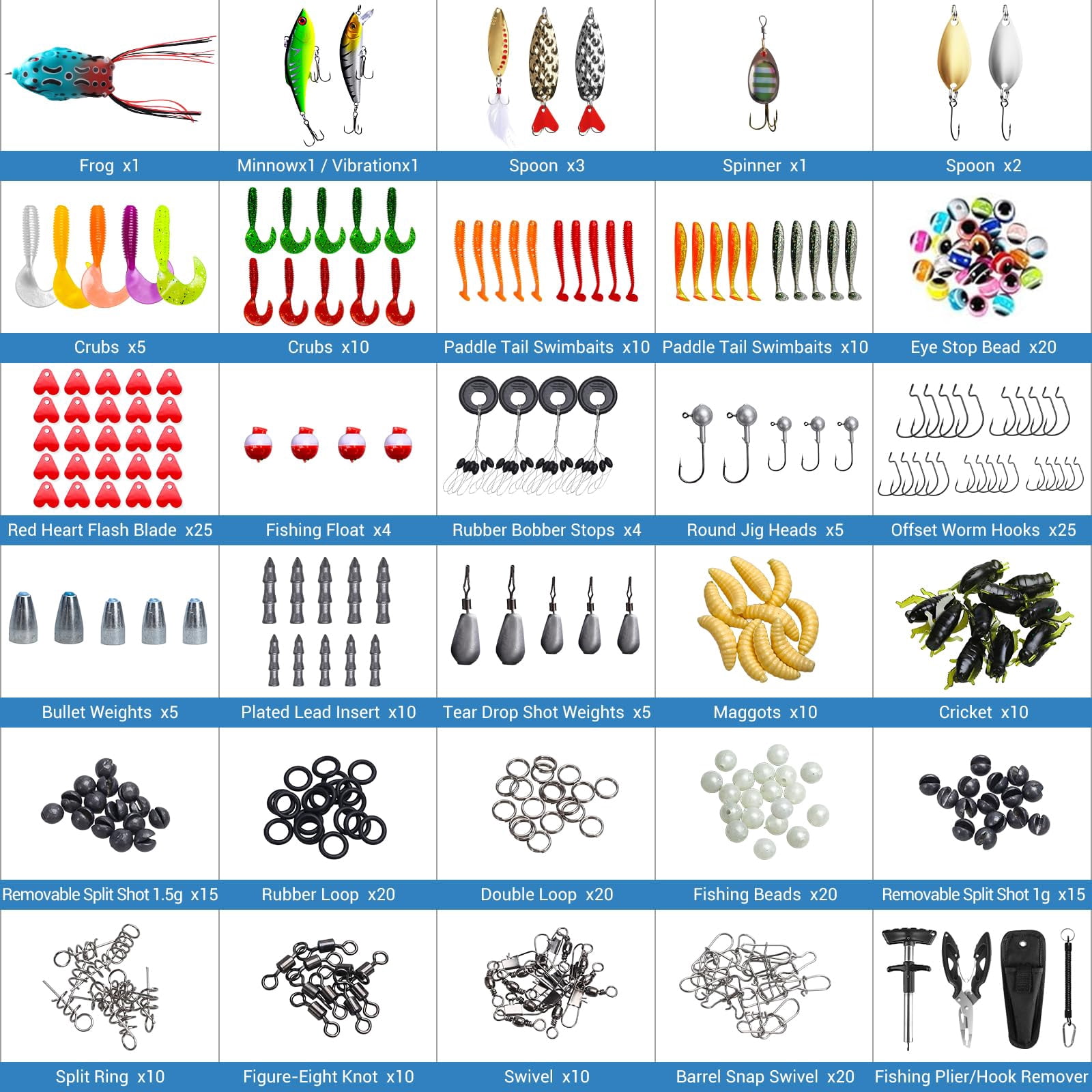 315pcs Portable Fishing Lures Tackle Box With Pliers & Hook Remover  3-tier Compact Organizer Crankbaits/swivels/soft Baits All-in-one Gear For Freshwater Saltwater