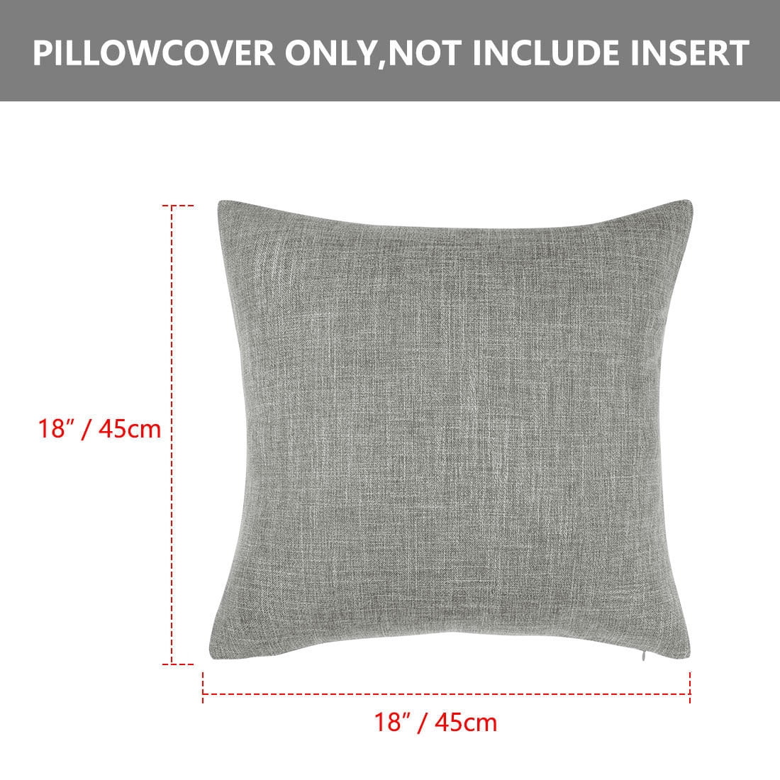 Unique Bargains 2 Pack Cotton Linen Throw Pillow Covers 18" x 18" Gray