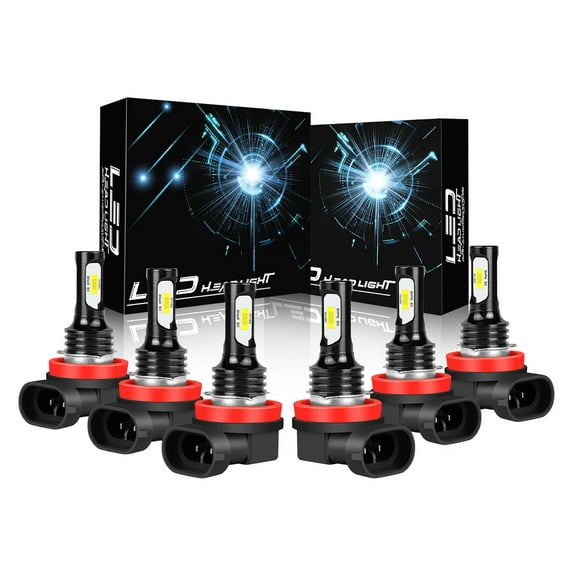 IHNZCB  H11 LED Bulbs Dual High Low Beam Headlights H11 Foglight Lamp Bright White 6000K Conversion Kit Replacement 6x