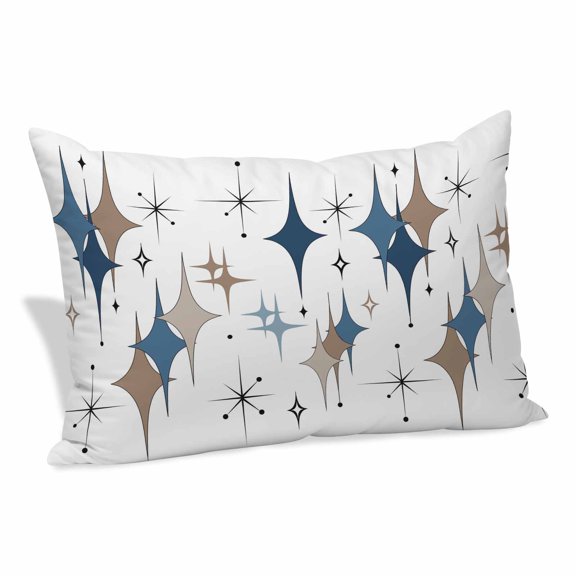 Blue Brown Diamond Pillow Covers, Linen Long Throw Pillow Case, Modern Geometric Middle Century Holiday Pillow Protector Decorative Cushion Cover for Living Room/Bedroom 20" x 26"