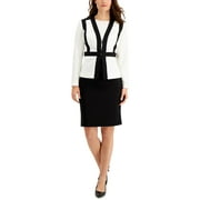 Le Suit Petite Colorblocked Skirt Suit Vanilla Iceblack 10P