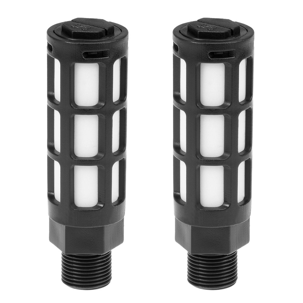 2pcs Plastic Pneumatic Muffler Exhaust Air Line 3/8 PT Black