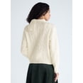 thumbnail image 3 of Free Assembly Women’s Tie Neck Cable Knit Sweater, Midweight, Sizes XS-XXL, 3 of 5
