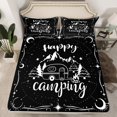 thumbnail image 2 of Erosebridal Camper Bed Sheets Twin Black and White Camping Bedding Set,Happy Camping Sheet Set for RV Camper,Moon and Stars Room Decor Camper Fitted Sheet 3Pcs, 2 of 5