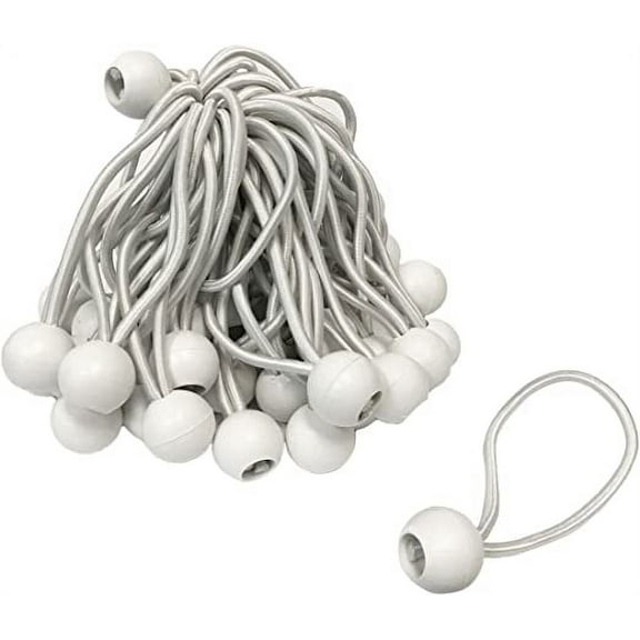 6" WHITE Bungee Balls (50 Pack)