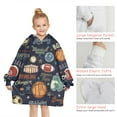 thumbnail image 6 of Navy Blue Baseball Football Pattern Blanket Hoodies for Kids 6-13YR Oversize Wearable Blanket Hoodies for Boys Girls Teens, 6 of 7