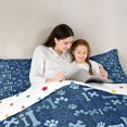 thumbnail image 4 of Homewish Navy Dog Paw Bone Queen Comforter Set,Cartoon Pet Themed Comforter Sets Queen,Polkadot Reversible,3-Piece,1 Comforter and 2 Pillowcases, 4 of 7