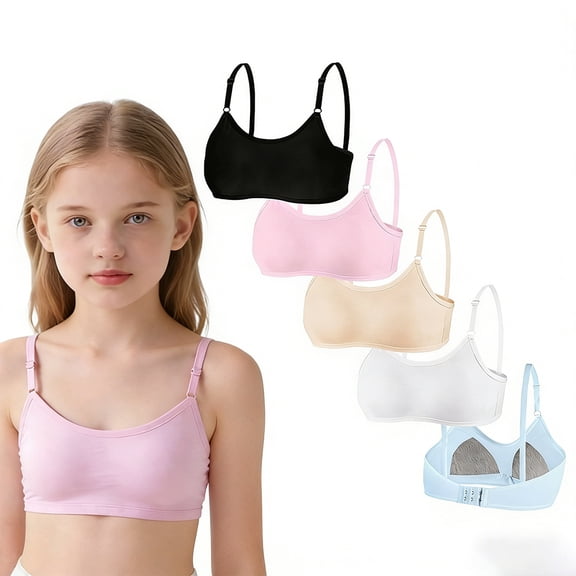 Big Girls Training Bras Wireless Cotton Light Padded Bra Ultra Soft Comfort Adjustable Straps Back Closure Smooth Edge Stretchy Breathable Teens 10-16 Years
