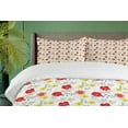 thumbnail image 4 of Ambesonne Spring Duvet Cover Sets, Beauty of Summer Blossoms, 2-Queen, Red Yellow Green and Grey, 4 of 7