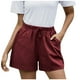 thumbnail image 1 of Pantalones cortos qucoqpe con cordón para mujer, de verano, con cintura elástica, informales, ligeros, de algodón y con bolsillos., 1 of 5