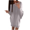 thumbnail image 2 of EOYWHK Off Shoulder Dress for Women Plus Size Long Sleeve Sweaters Loose Fit Mini Dress Soft Knitted Pullover Short Dress ,S-5XL, 2 of 8