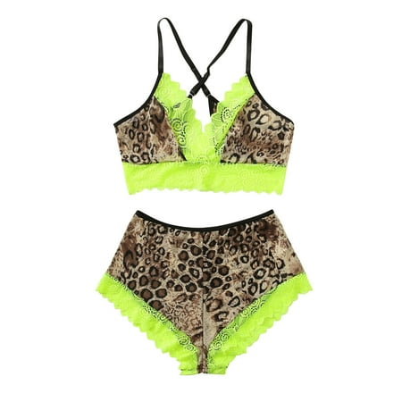 

Sngxgn Women Lingerie with Garter Belt Set 3 Piece Bra and Panty Lace Bralette Top S-4XL Green Burgundy Ladies Lingerie Green S