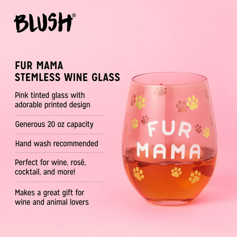 Blush Fur Mama Large Stemless Wine Glass, Perfect for Red or White Wine,  Glassware Gift, Pink, 20 Oz, Set of 1 