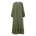 thumbnail image 4 of MIXUE Summer Dresses for Women Solid Color Round Neck Long Sleeve Casual Maxi Dress Beachwear,Green,L, 4 of 4