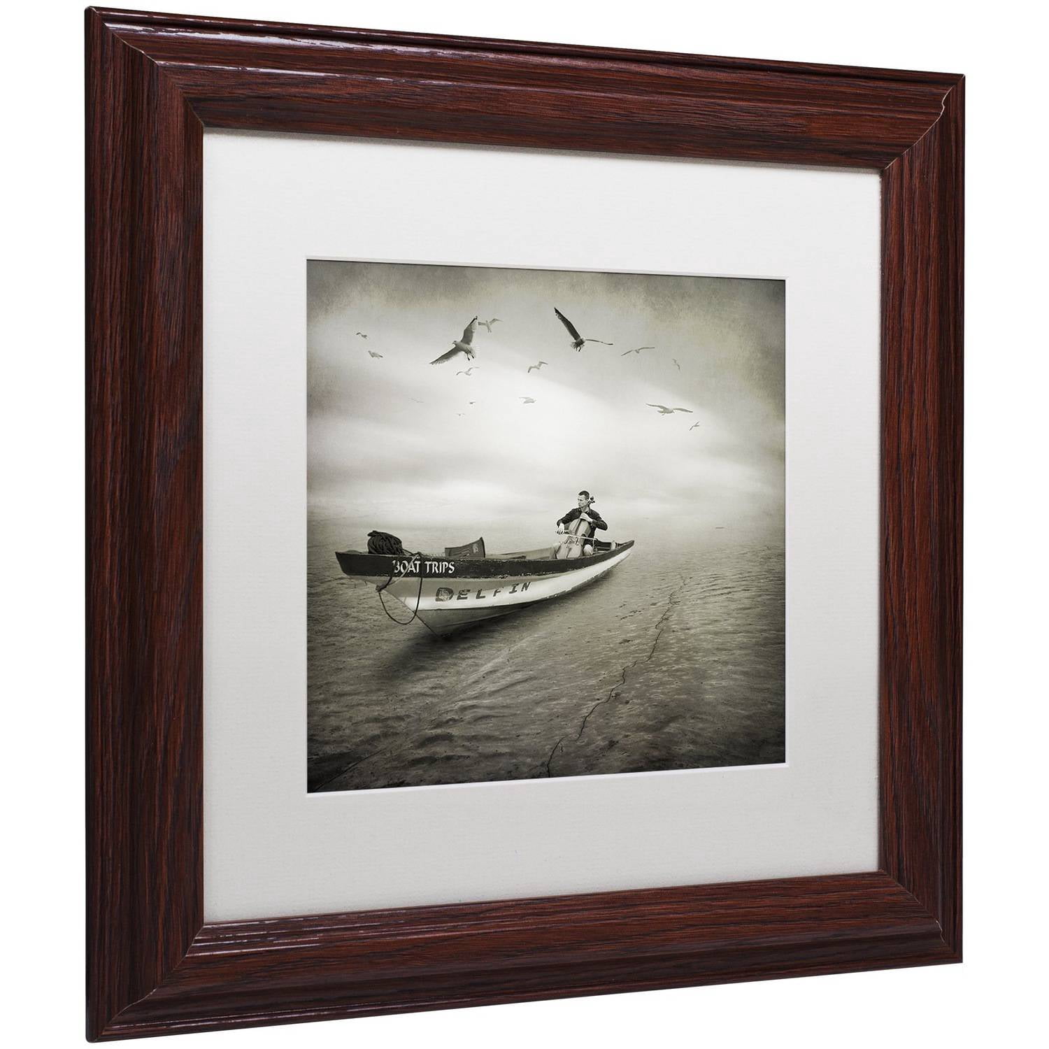 Trademark Fine Art "Cello Sophia" Canvas Art by Moises Levy White Matte, Wood Frame