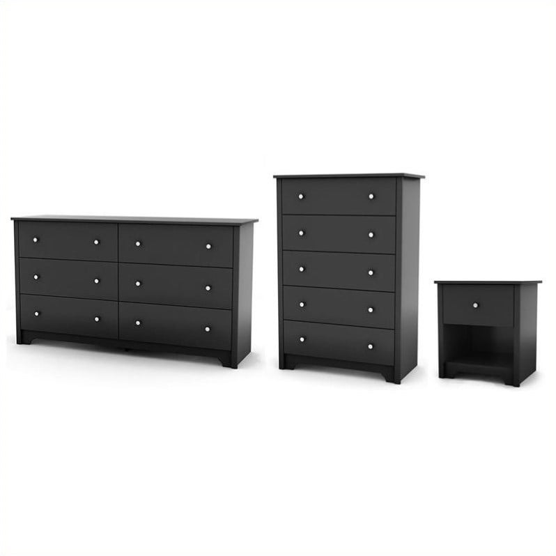 South Shore Breakwater Dresser With Chest And Nightstand Set In Pure Black Walmart Com Walmart Com