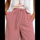 thumbnail image 3 of Pantalones Palazzo de Pierna para Mujer, Cintura Alta, con Cordón, Informales, Holgados, con Bolsillos, para Verano y Otoño. Rojo XXL, 3 of 10
